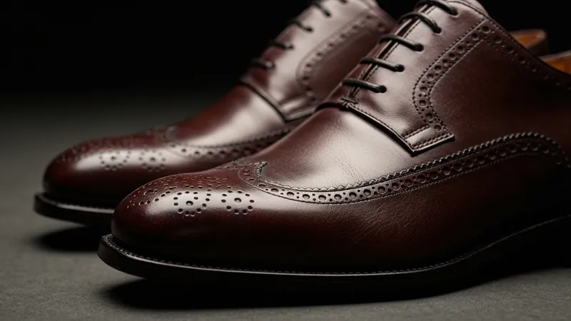 Chausse-pied en bois inséré dans une chaussure richelieu en cuir